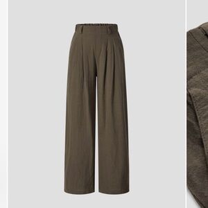 Brown 100% Linen Wide Leg Pants